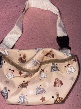 Beige Star-Print Women's Crossbody Belt Bag